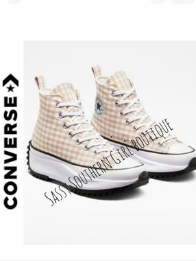 🆕⭐Converse tan gingham check chunky high tops